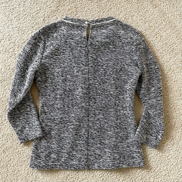 🎃 Ann Taylor Tweed Cotton Grey 3/4 Sleeve Blouse Small - Picture 9 of 12
